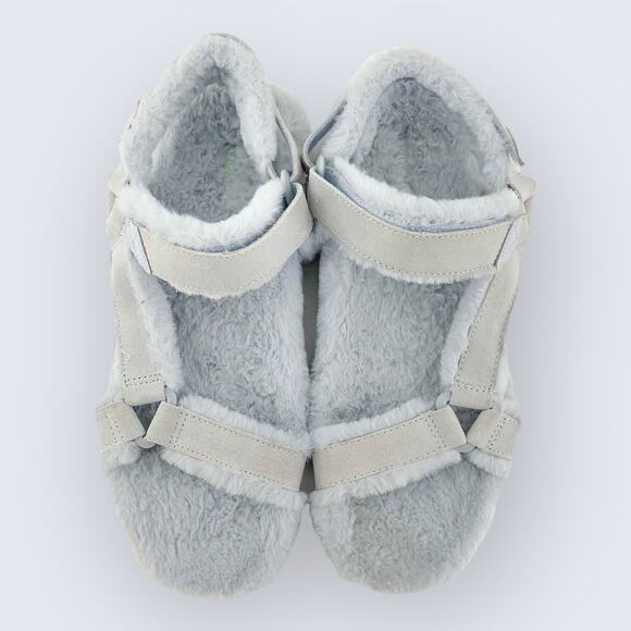 Vionic Viva Blue Faux Fur & Leather Fluffy Strappy Adjustable Comfort Sandal 9.5 - Picture 3 of 8